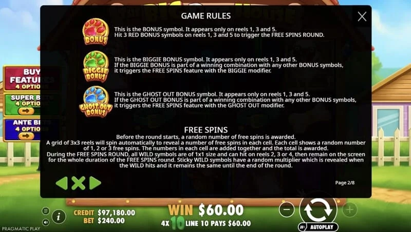 The Big Dog House - simbolet bonus dhe putrat me ngjyra